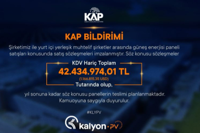 Kalyon PV'den 42,4 milyon TL'lik sözleşme